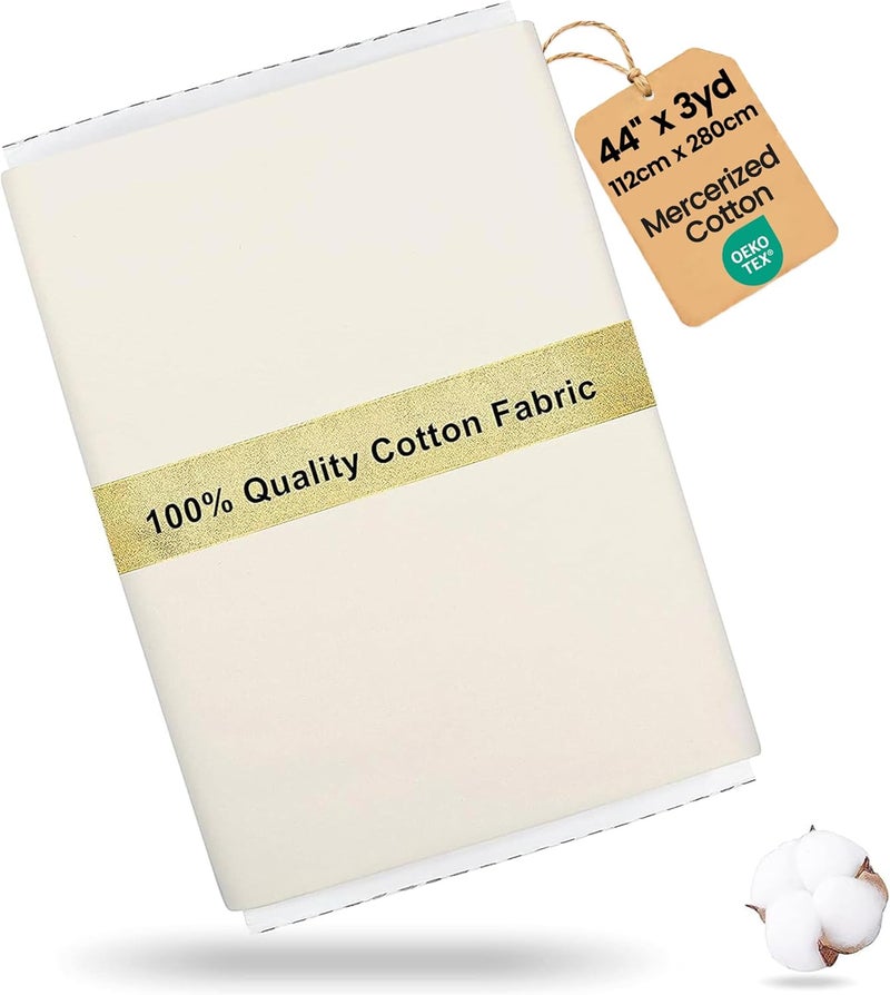 craftido -19 Options-100% Cotton Fabric by The Yard in Solid Color 44”Wide by 3yd (9 ft) -Medium Weight 5.2 oz-Soft Cotton for Quilting, Sewing, Crafts, Binding, Backing and Lining - Ivory White - Image 1